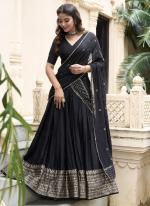 Chanderi Black Festival Wear Weaving  Readymade Lehenga Choli